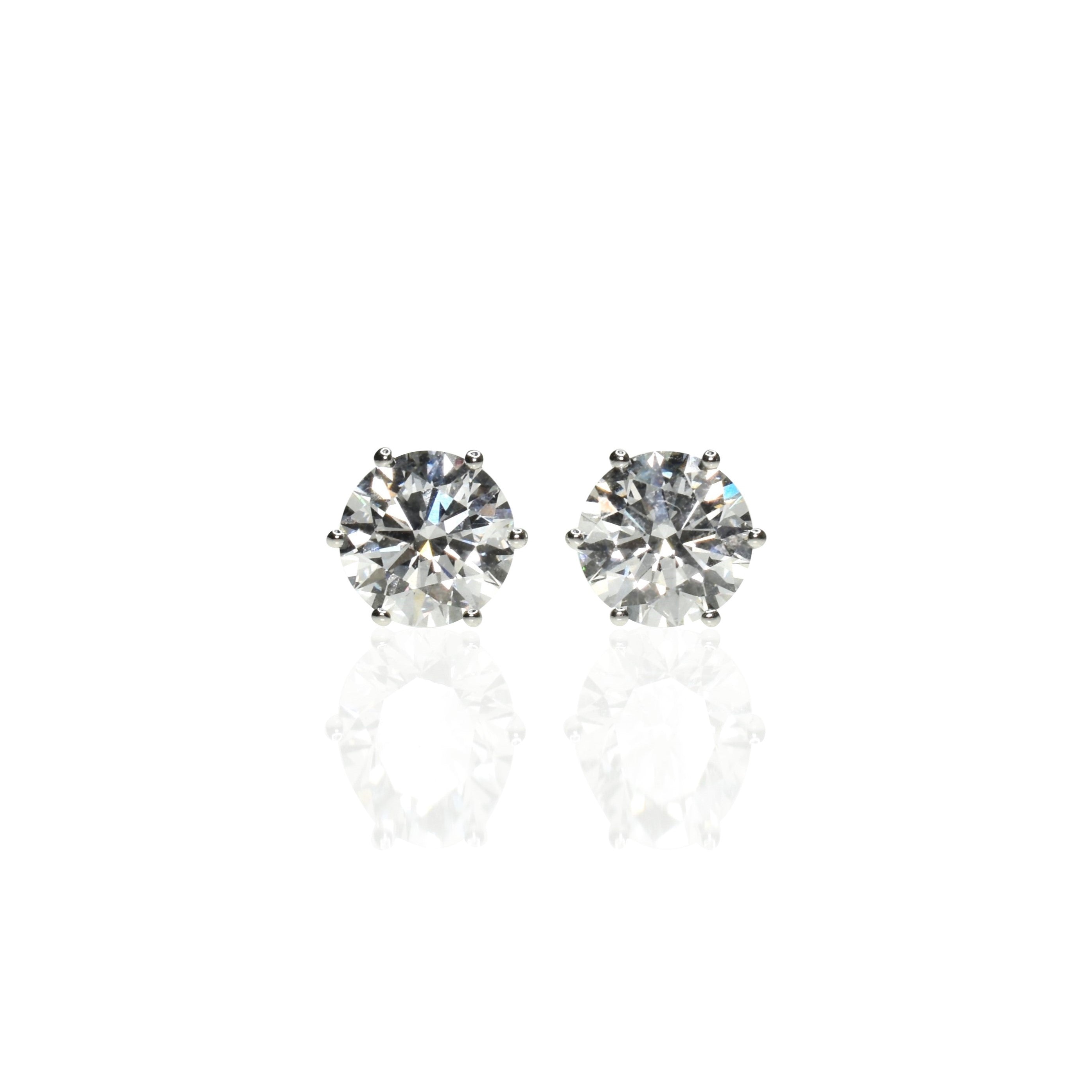 2ct Round Lab Grown Diamond Earrings with 6 Prongs
