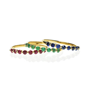 Gemstone Rings with Shared Prongs
