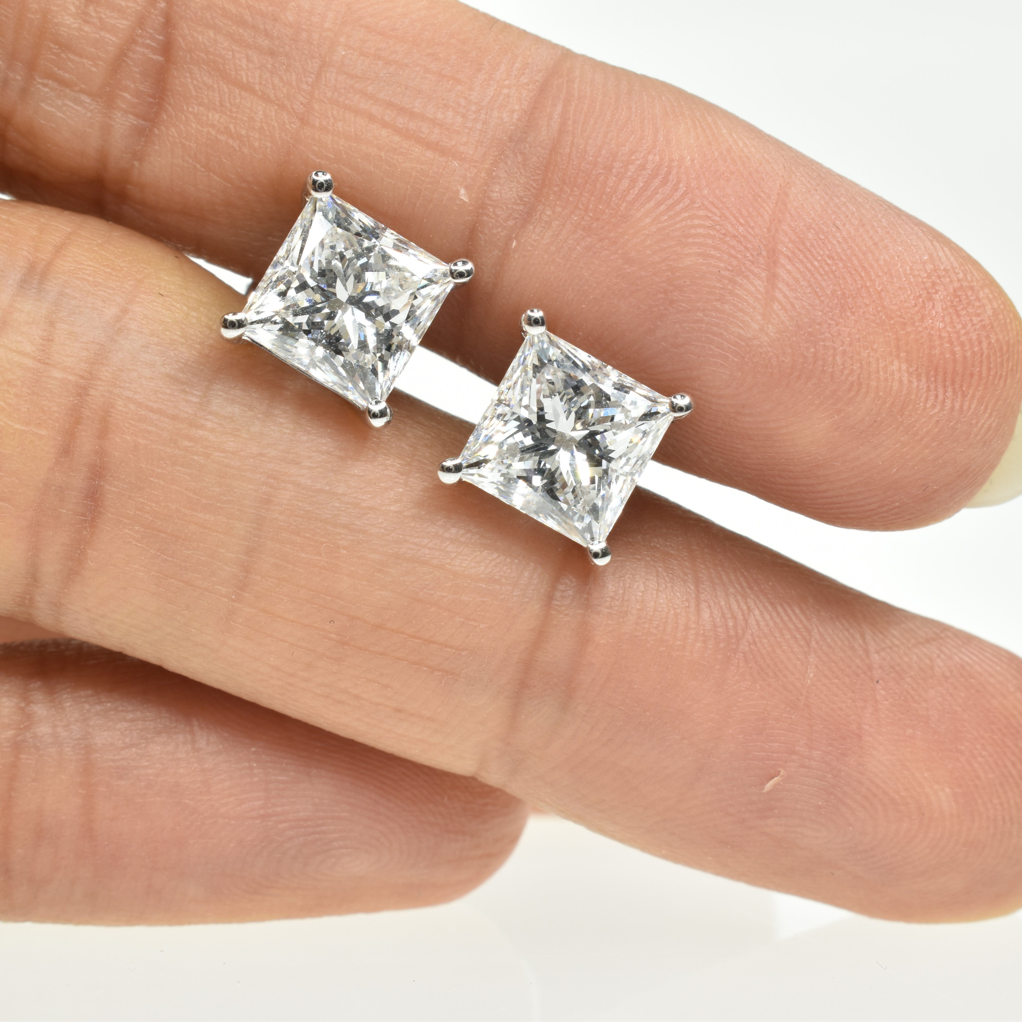 2ct Princess Cut Lab Grown Diamond Earrings