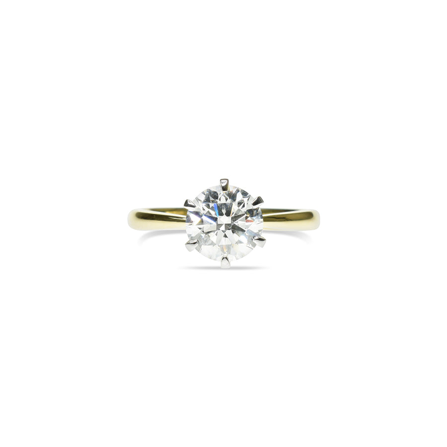 1ct Lab Grown Diamond Engagement Ring with a Tapered Band and Crown Setting