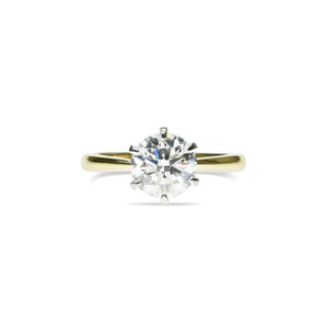 Classic Round Diamond Ring with a Tapered Band