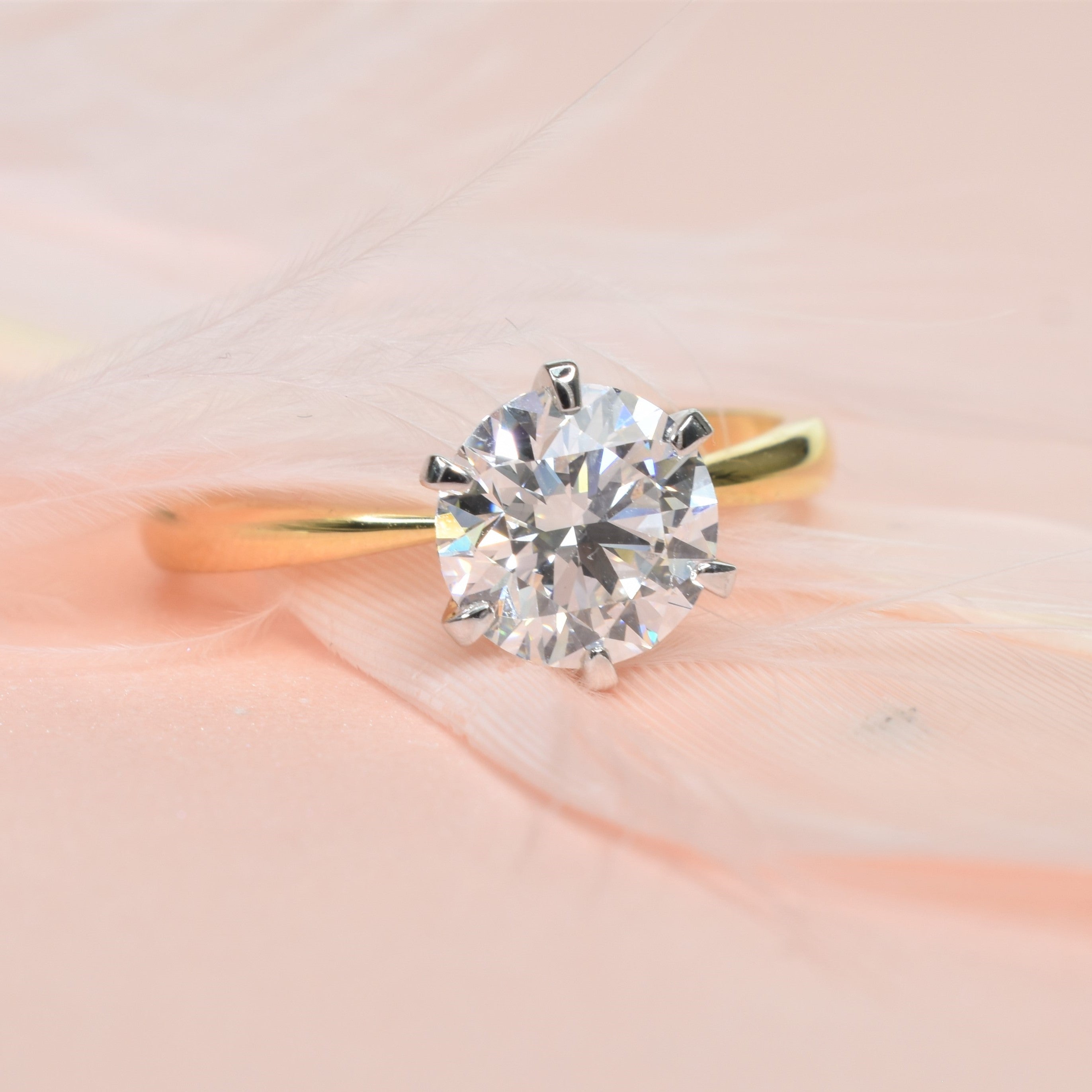 1ct Lab Grown Diamond Engagement Ring with a Tapered Band and Crown Setting