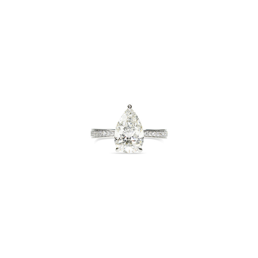 2ct Pear Shape Lab Grown Engagement Ring with Diamond Set Band