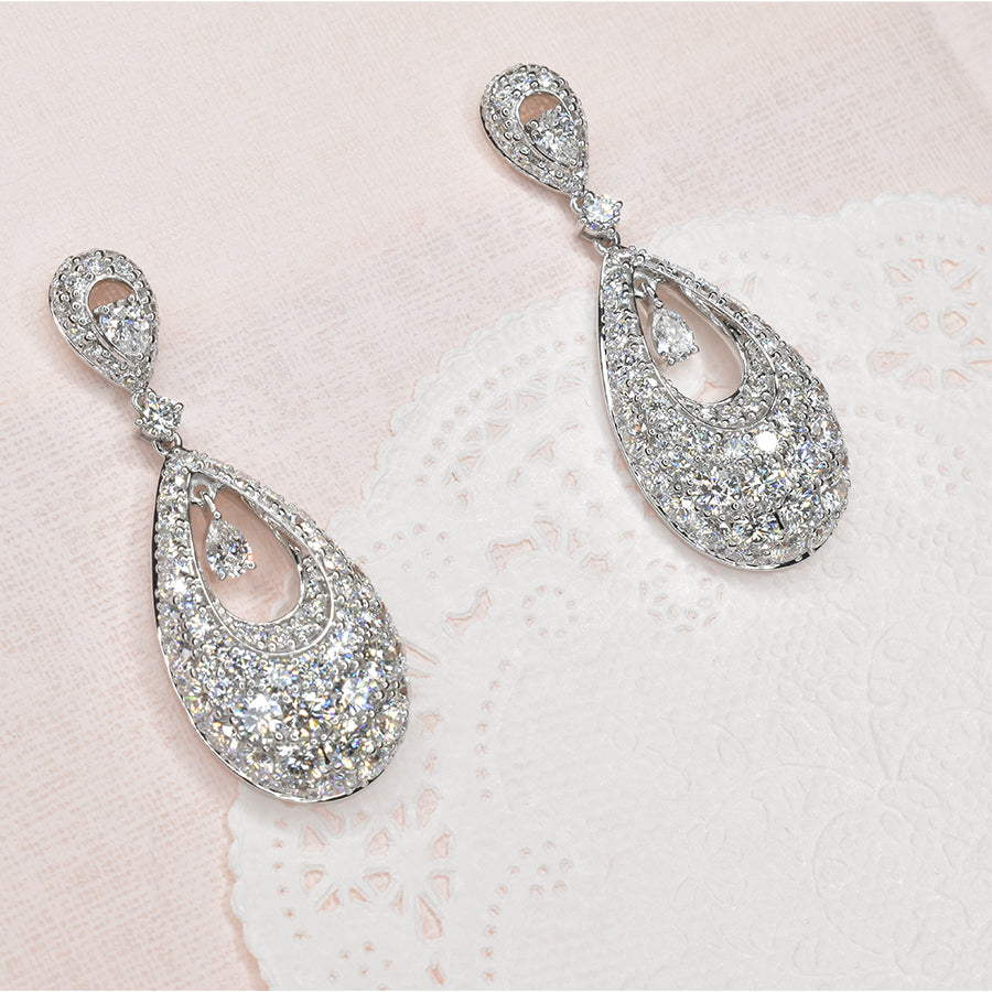 Lab Grown Diamond Dangling Pear Shape Earrings