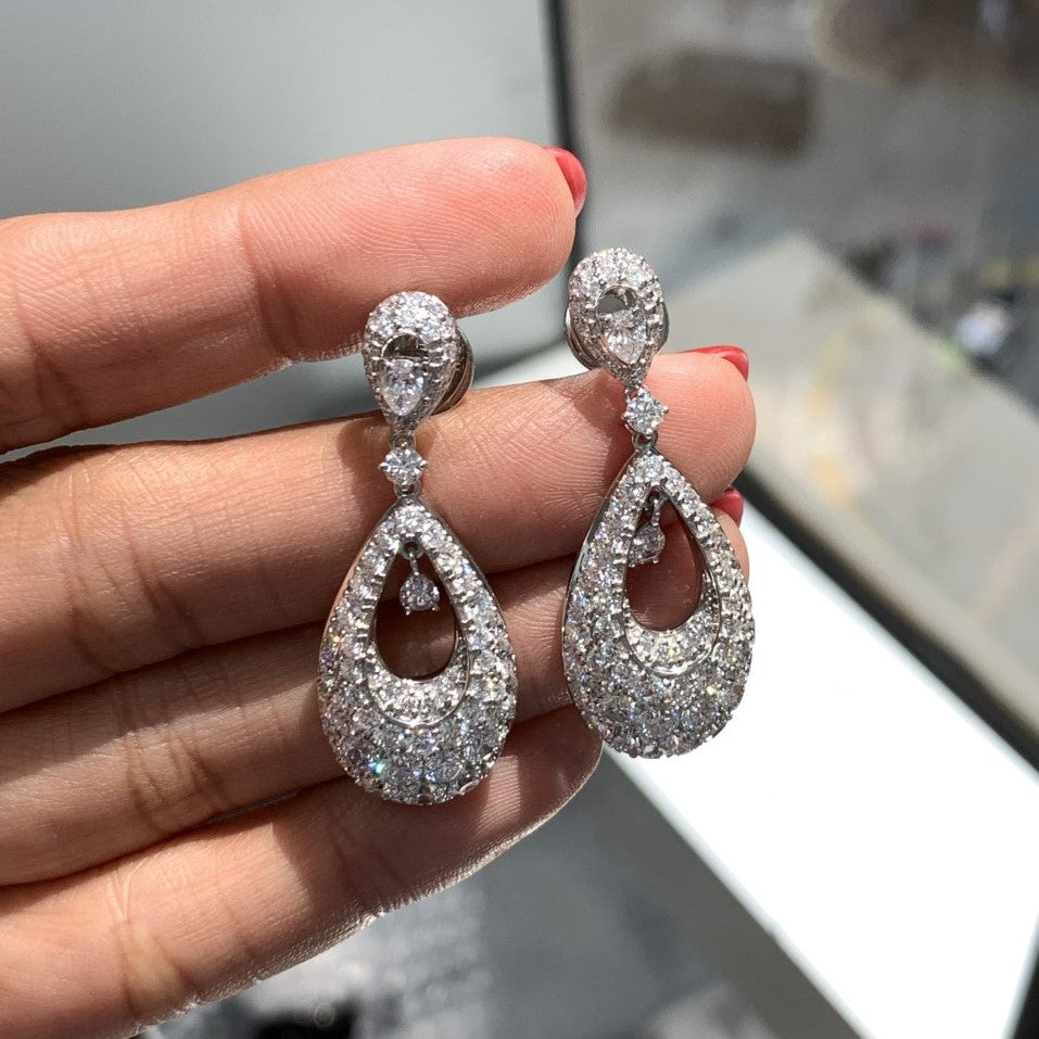 Lab Grown Diamond Dangling Pear Shape Earrings