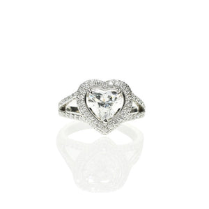 Heart Diamond Halo Pave Ring
