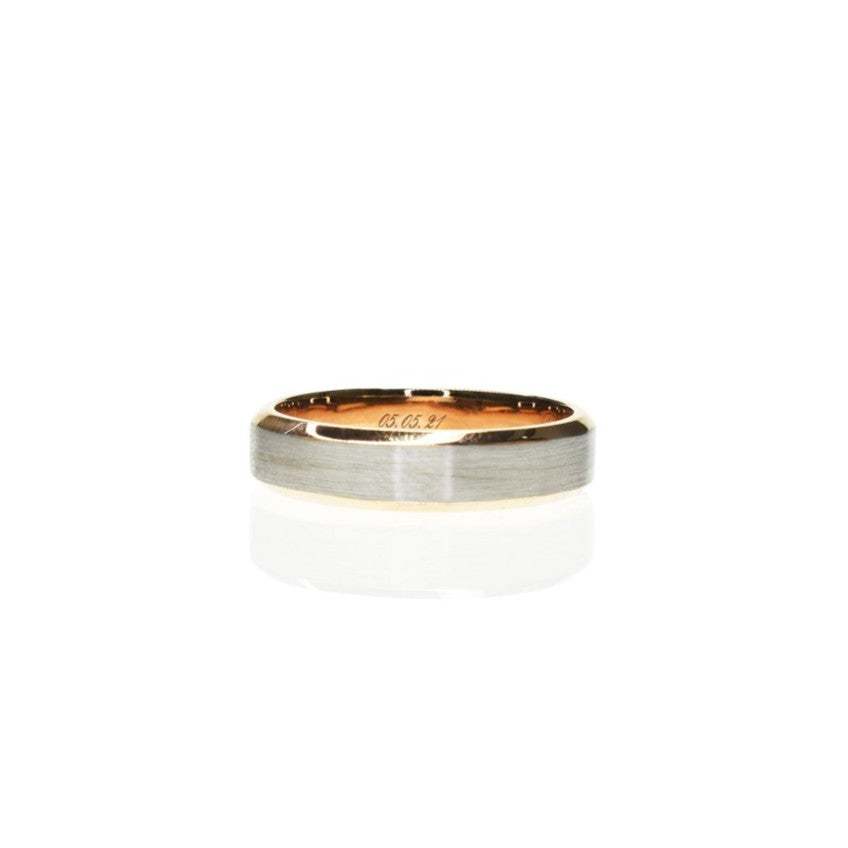 Dual Tone Wedding Band 4.9mm Wide