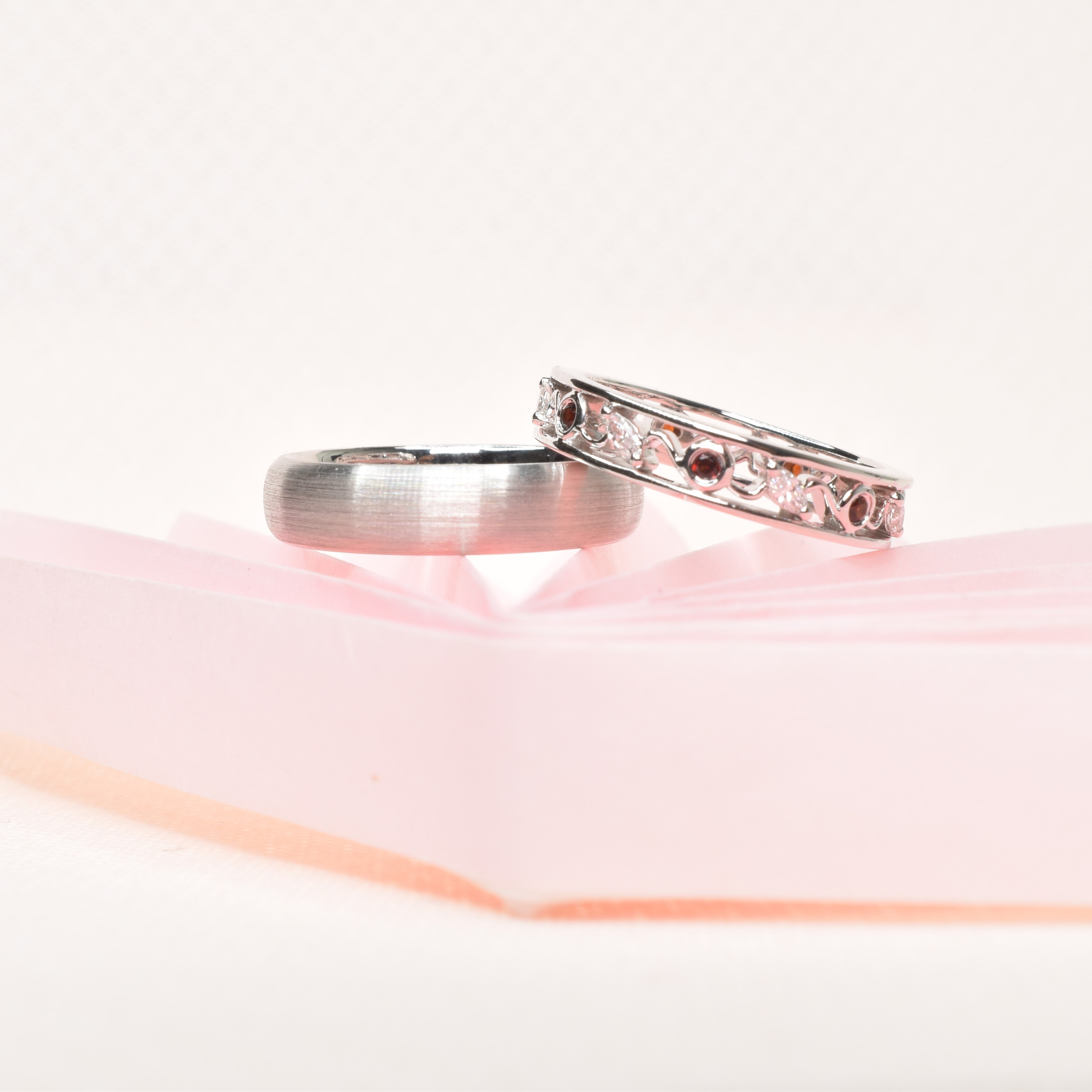 Garnet & Diamond Wedding Band