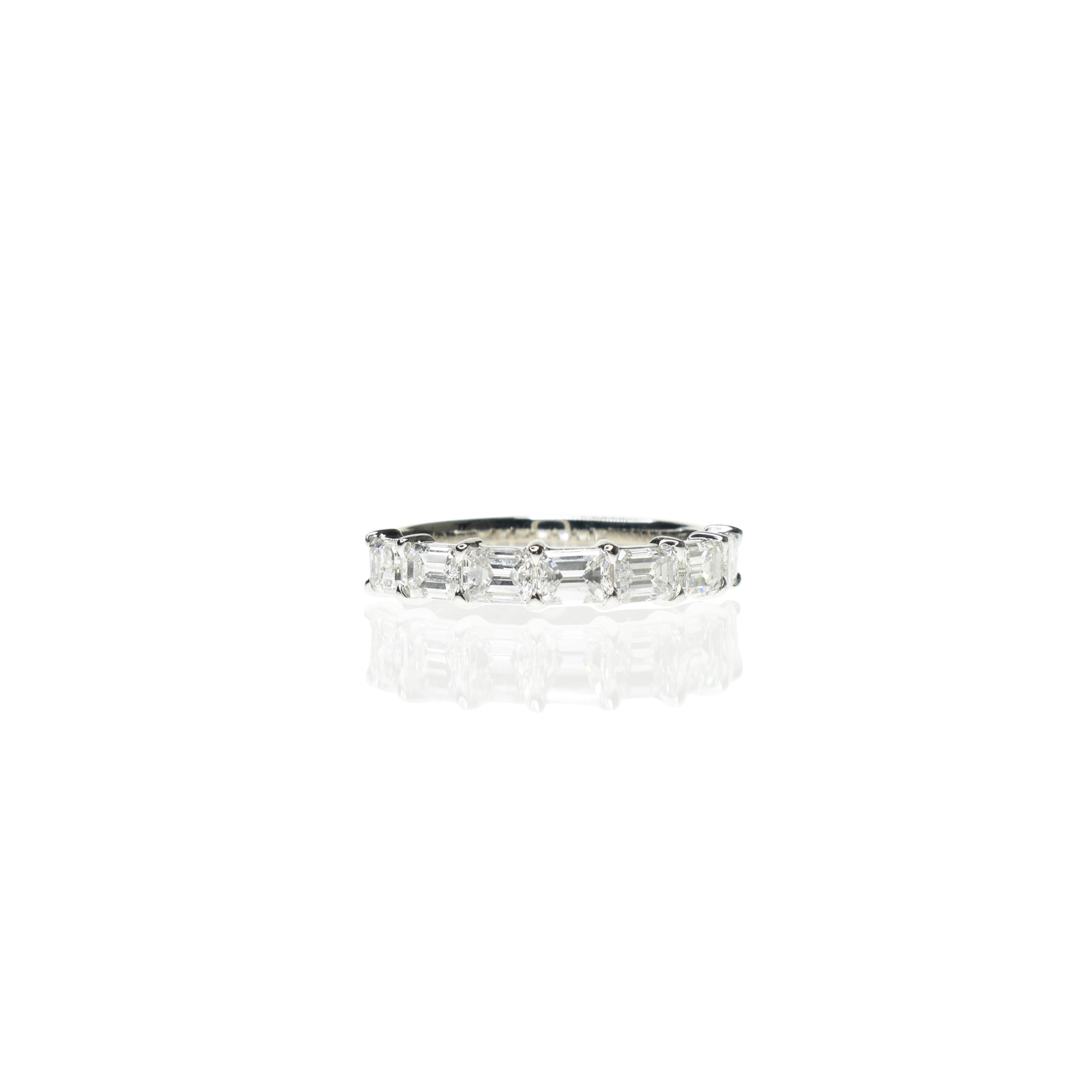 Sideways Set Emerald Cut Diamond Half Eternity Ring