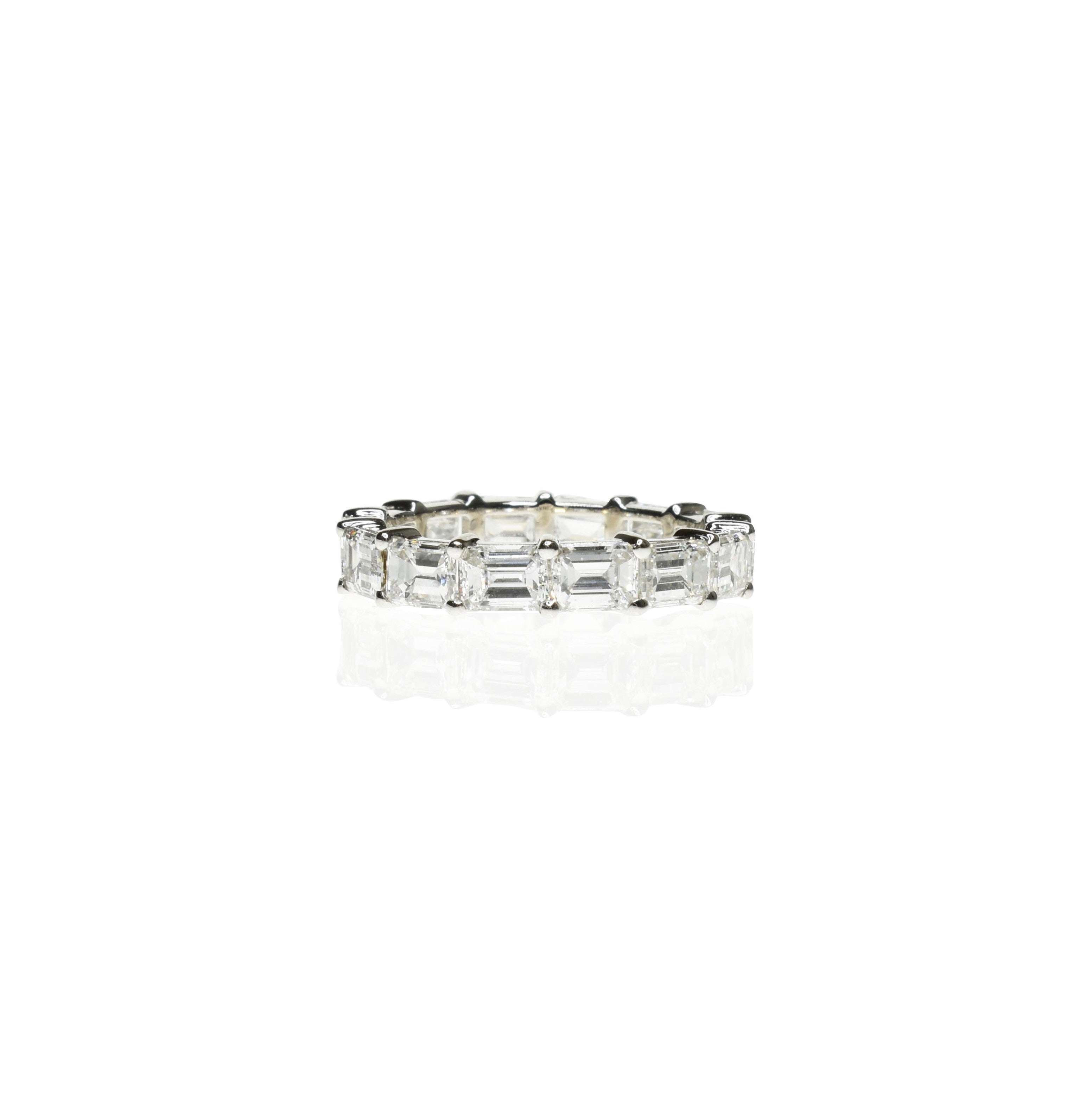Sideways Set Emerald Cut Diamond Half Eternity Ring
