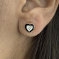 Heart Solitaire earrings with Black Enamel