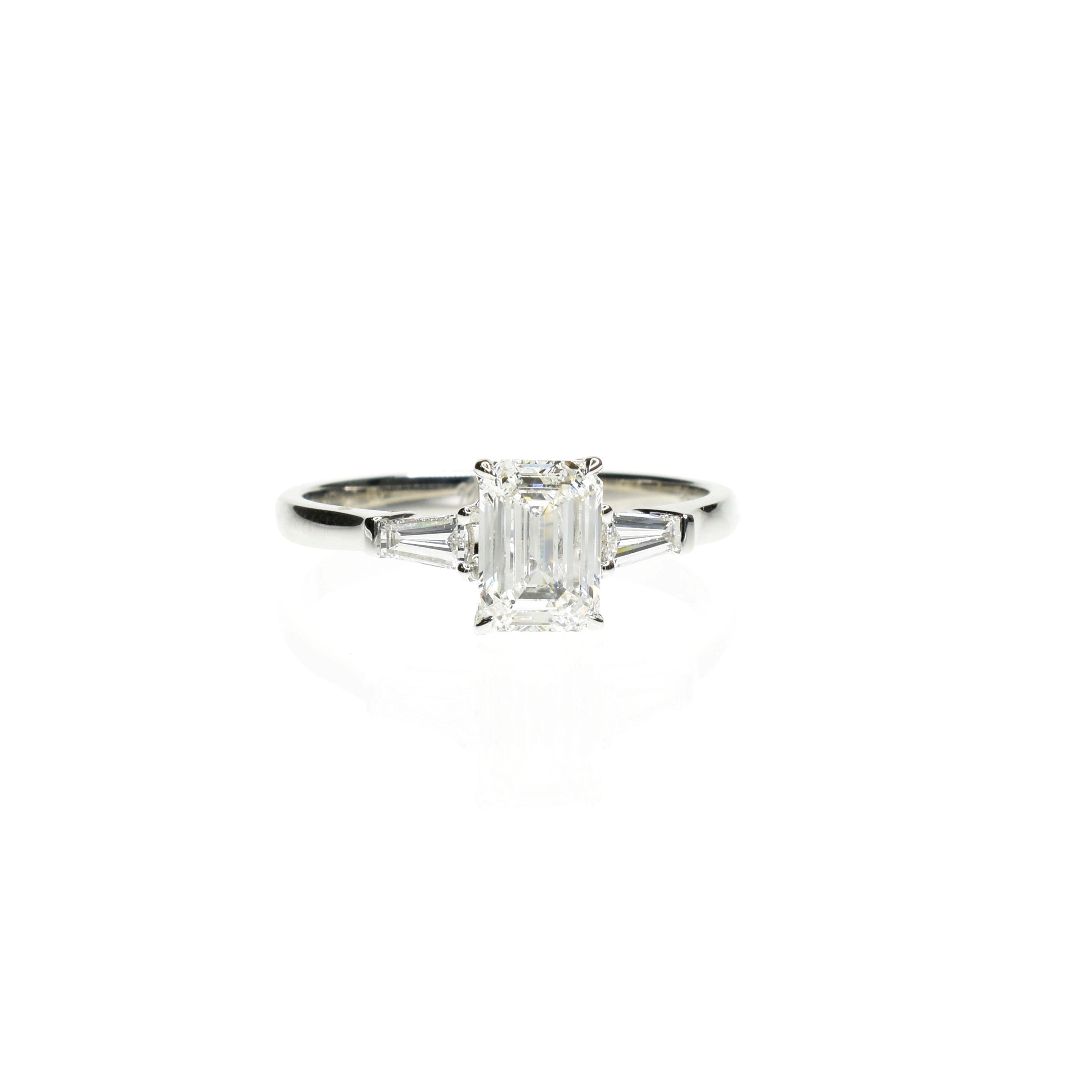 Emerald Cut Trilogy Ring with Baguette Tapers