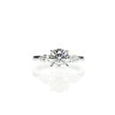 Classic Round Diamond Engagement ring with Marquise Side Diamonds