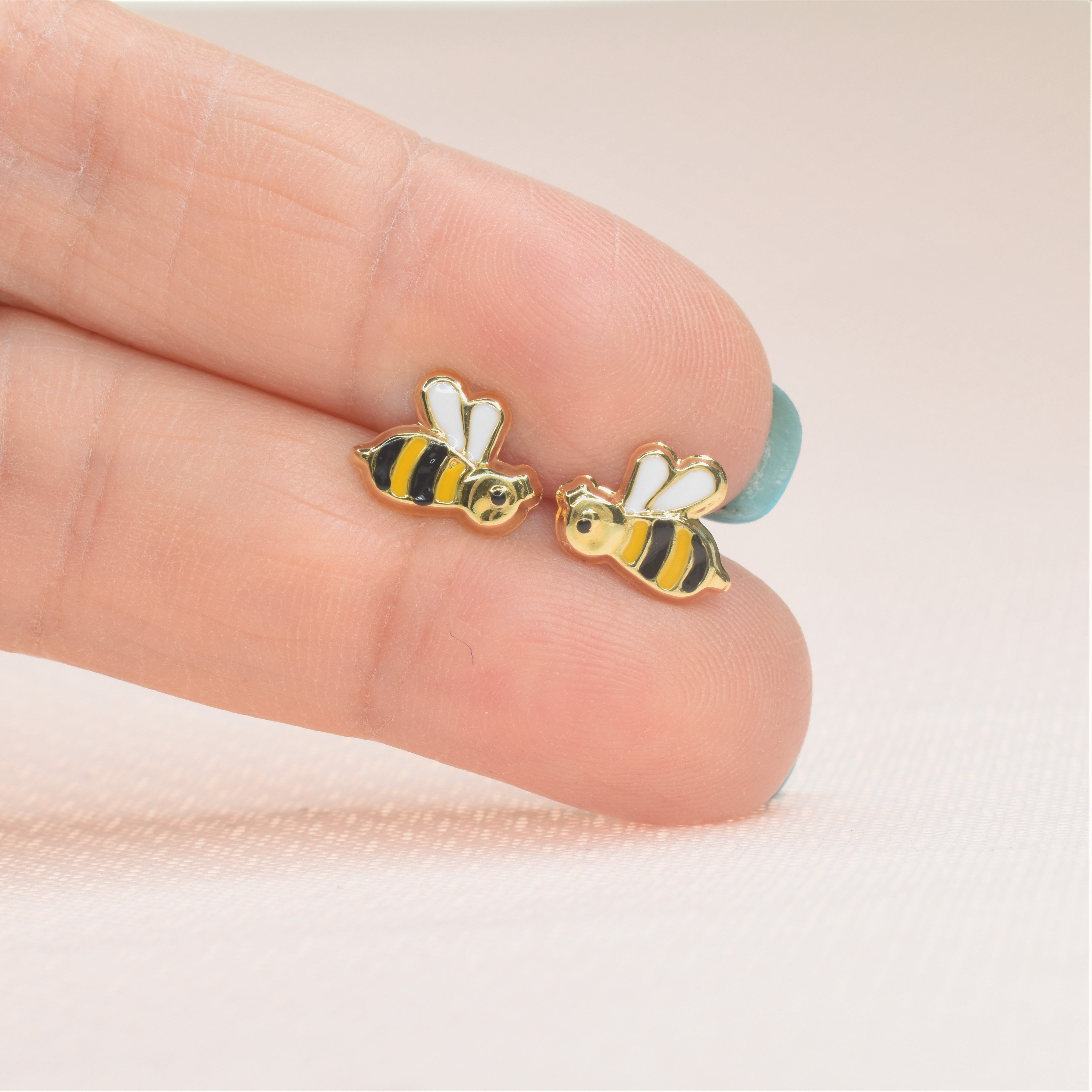 Bumble Bee Enamel Earrings