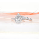 Pear Shaped Ring with Diamond Halo