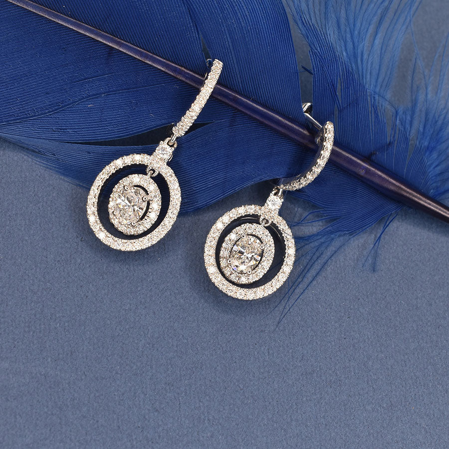 Dangling Oval Diamond Earrings