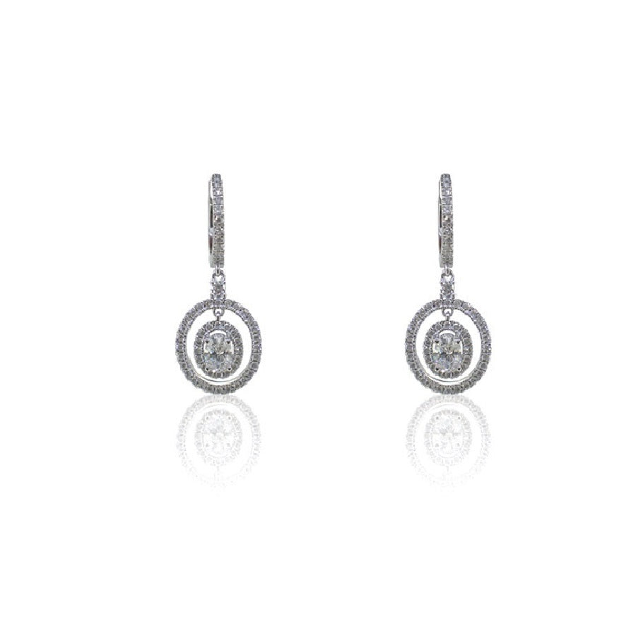 Dangling Oval Diamond Earrings