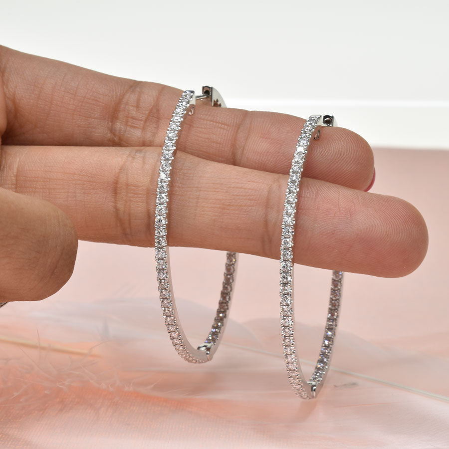 Classic Oval Hoop Diamond Earrings