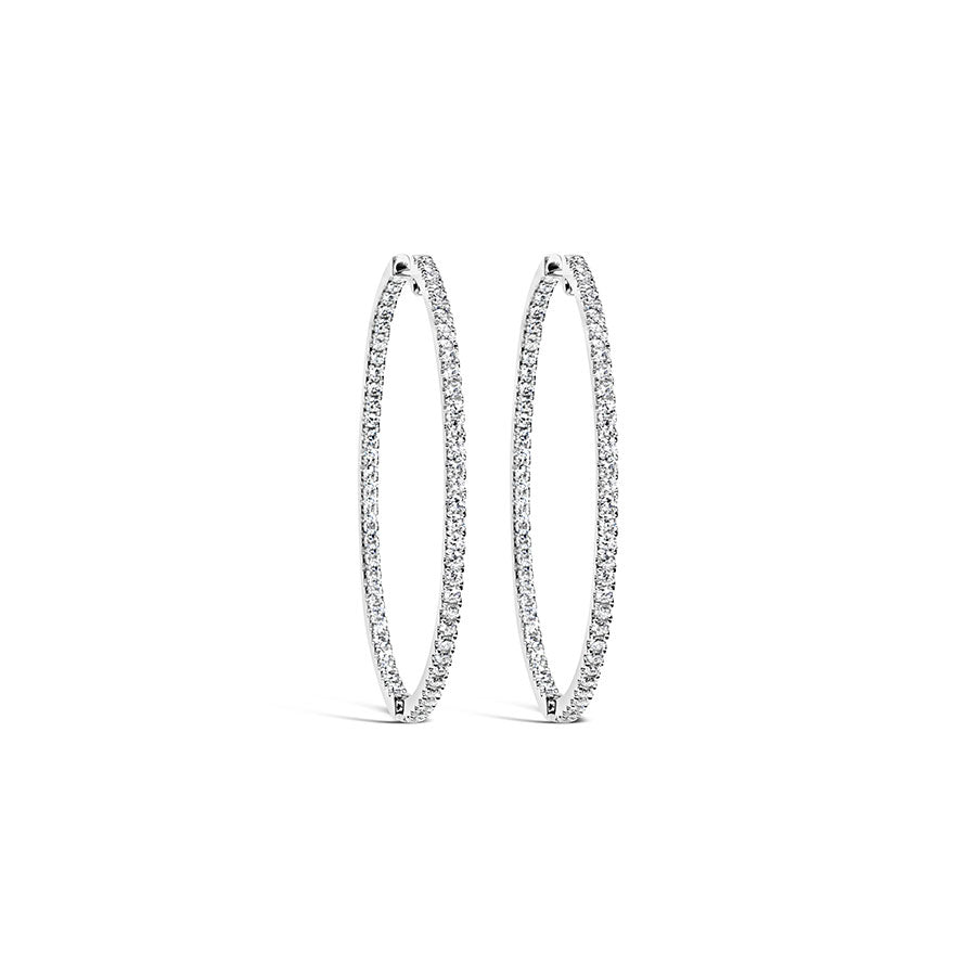 Classic Oval Hoop Diamond Earrings