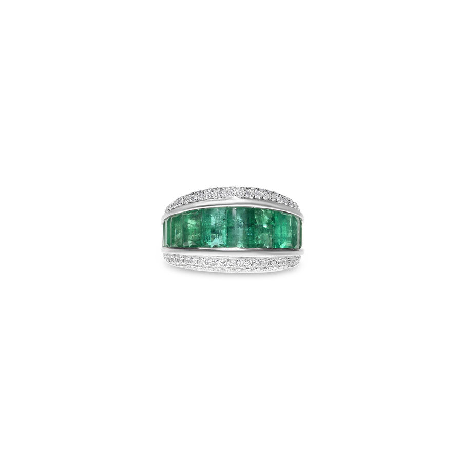 Emerald & Diamond bubble Ring