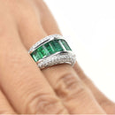 Emerald & Diamond bubble Ring
