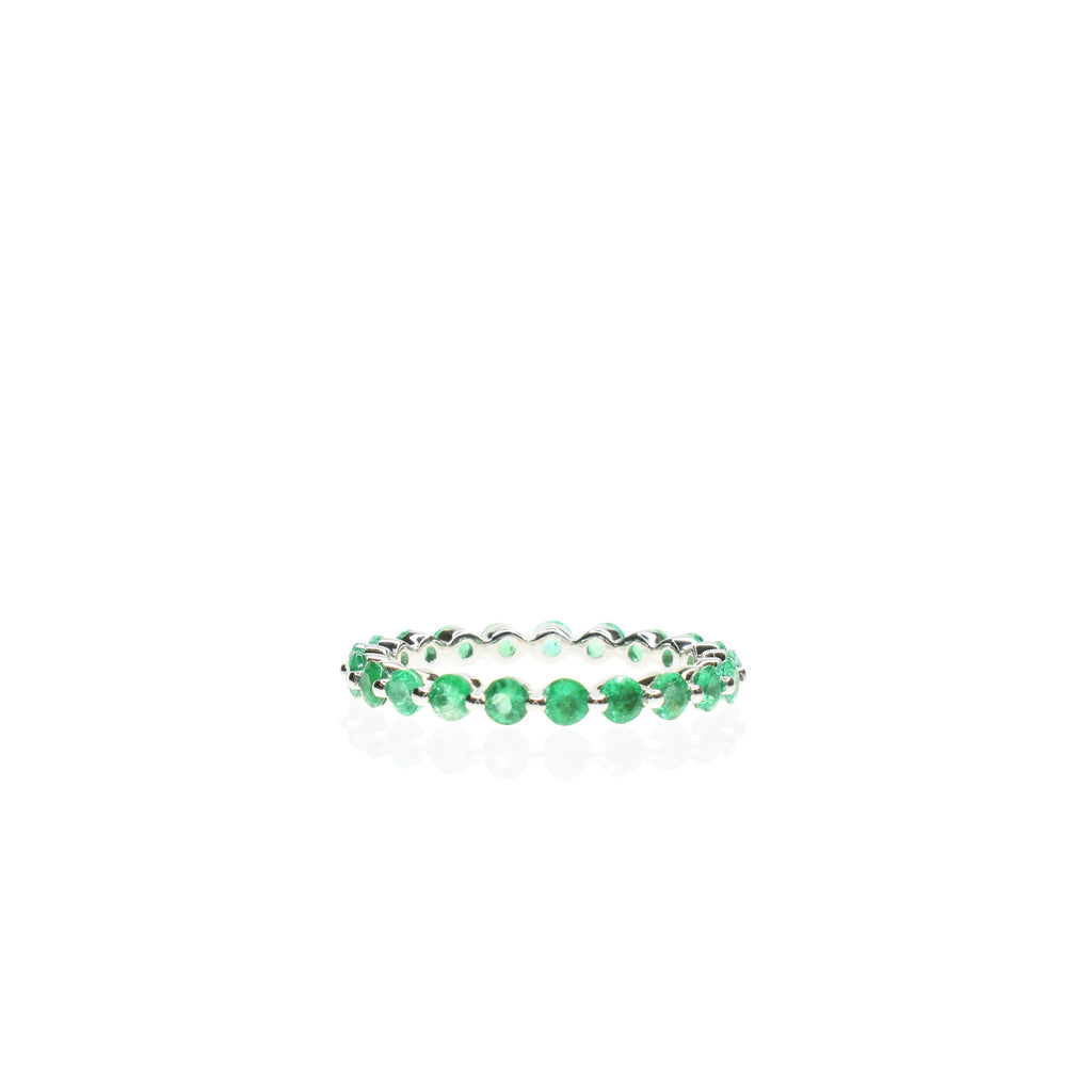 Emerald Shared Prong Eternity Band