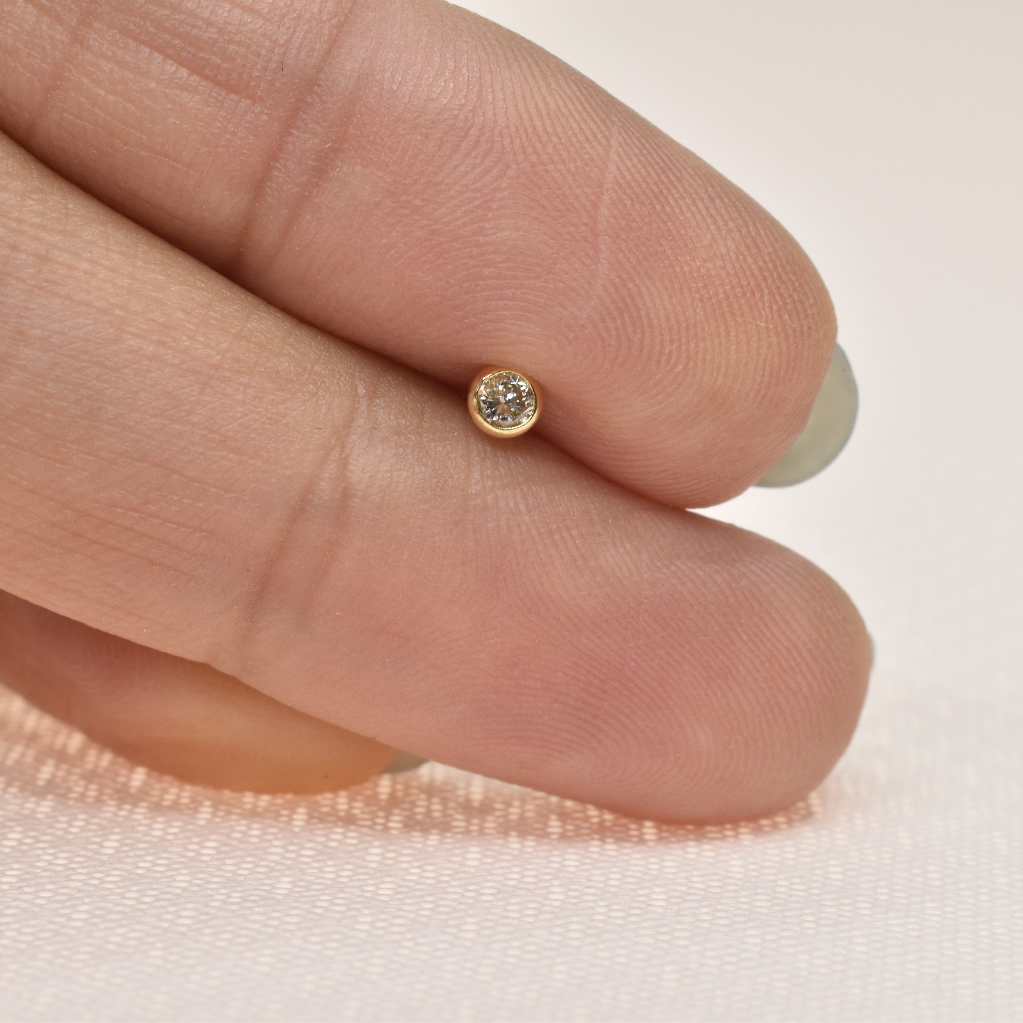 Solitaire Bezel Threaded Stud Earring