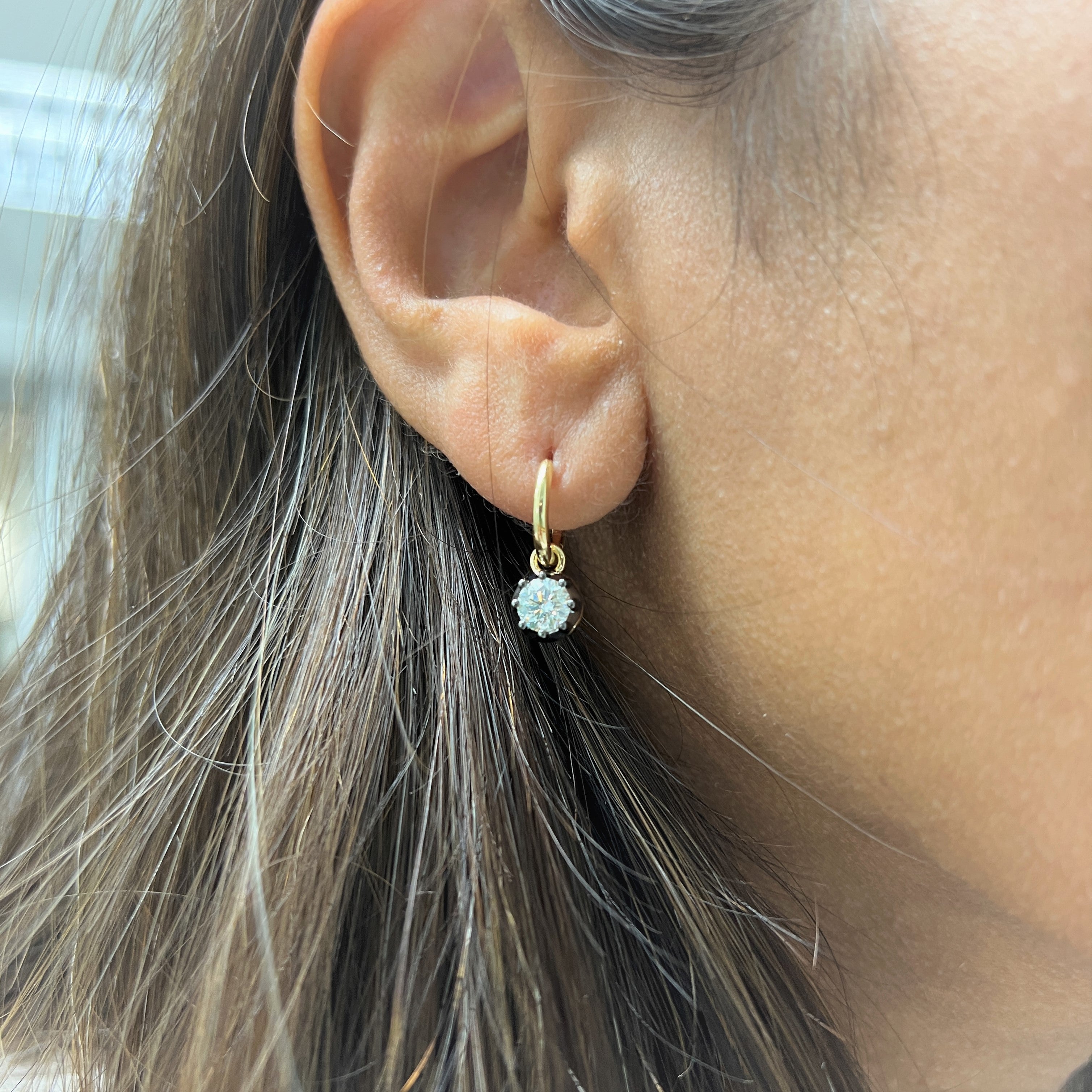 Diamond Solitaire Drop Earrings