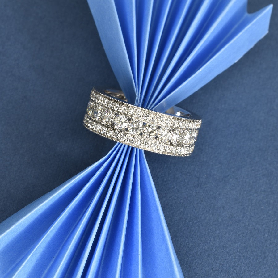 Channel Set Diamond Band with Miligrain detail
