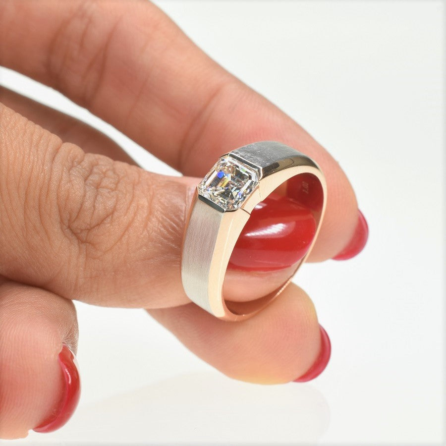 Asscher Cut Men's Wedding Band