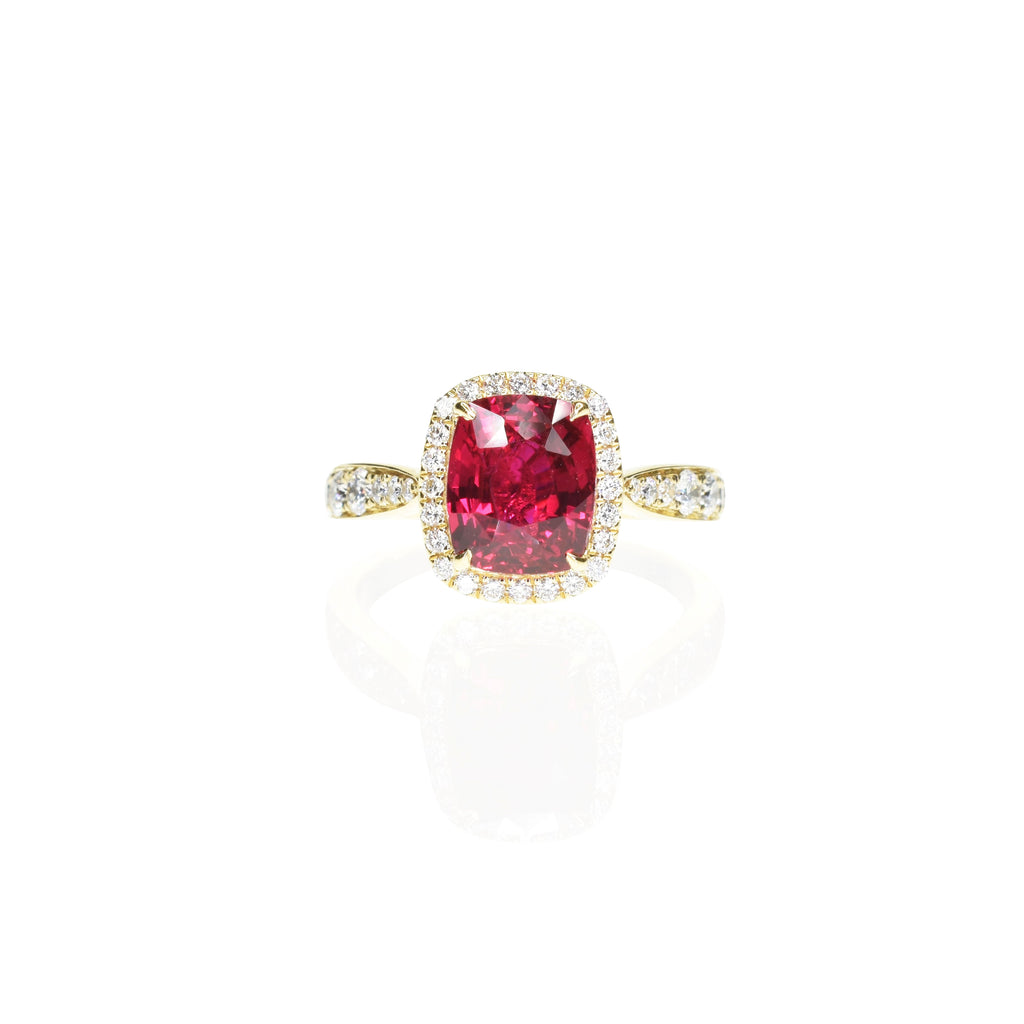 Pigeon Blood Ruby Ring with Pave Diamonds