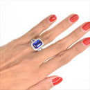 Cobalt Blue Sapphire Ring with Pave Set Diamonds