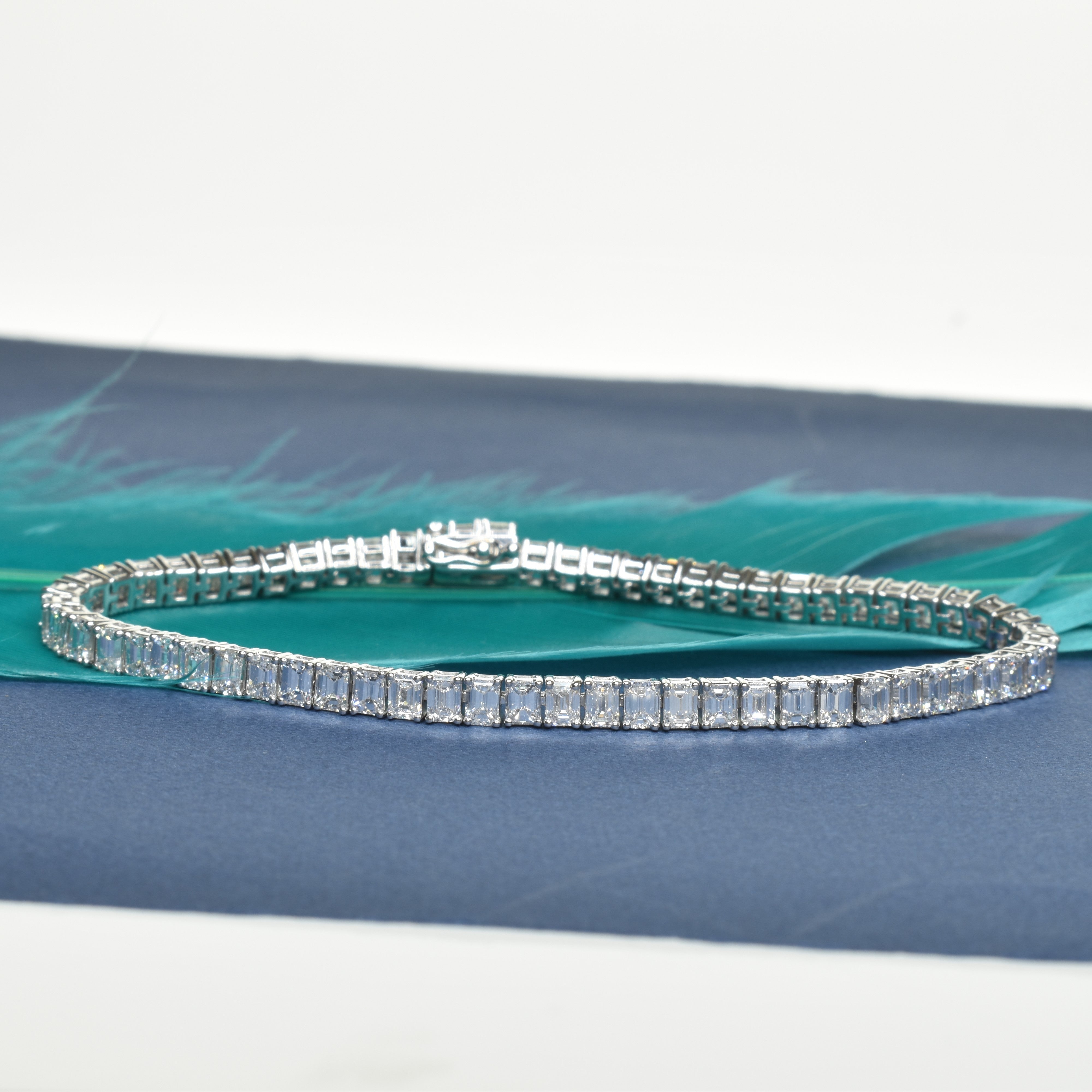 Emerald Cut Tennis Bracelet with 0.05ct Diamonds