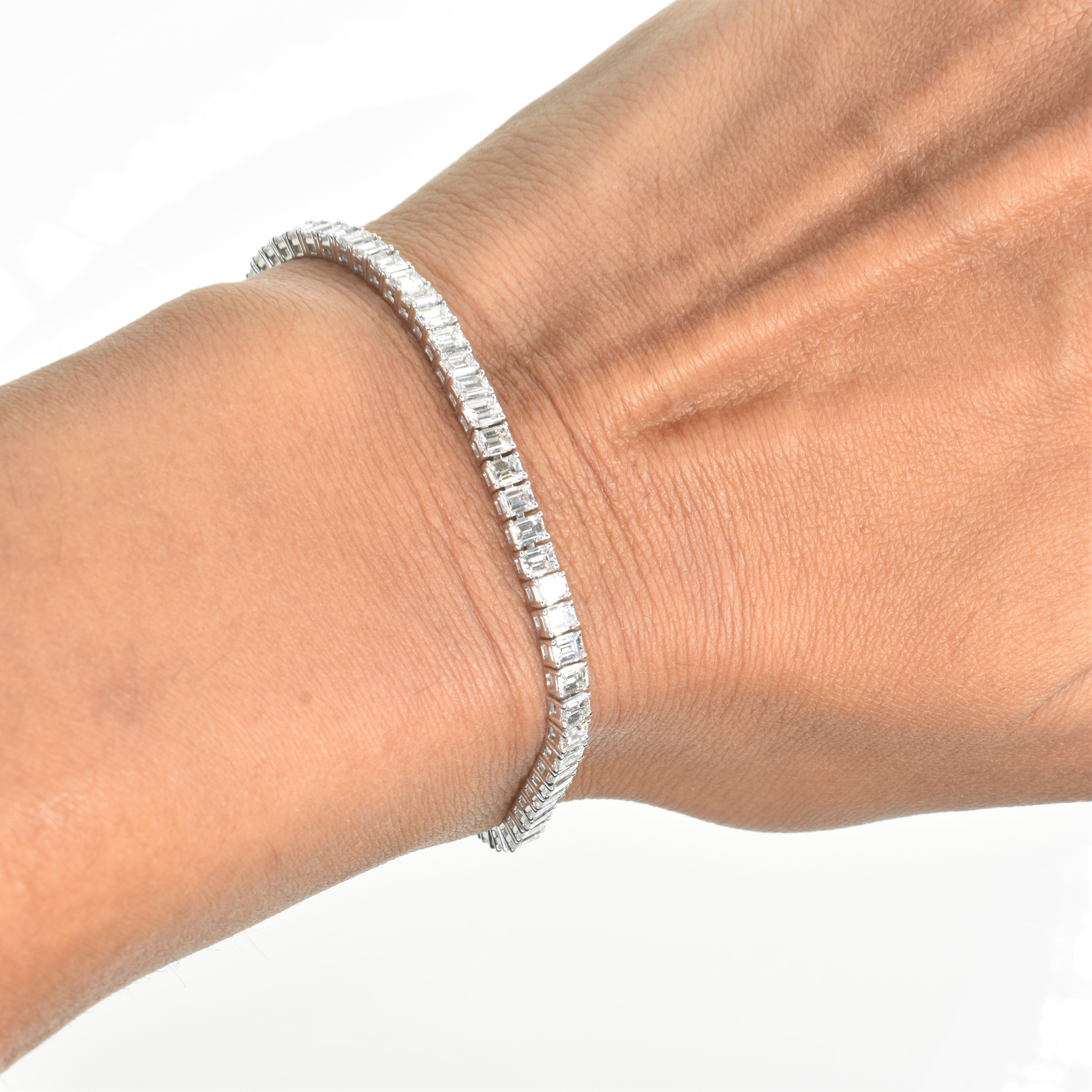 Emerald Cut Tennis Bracelet with 0.05ct Diamonds