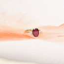 Oval Ruby Ring with Trillion Diamonds