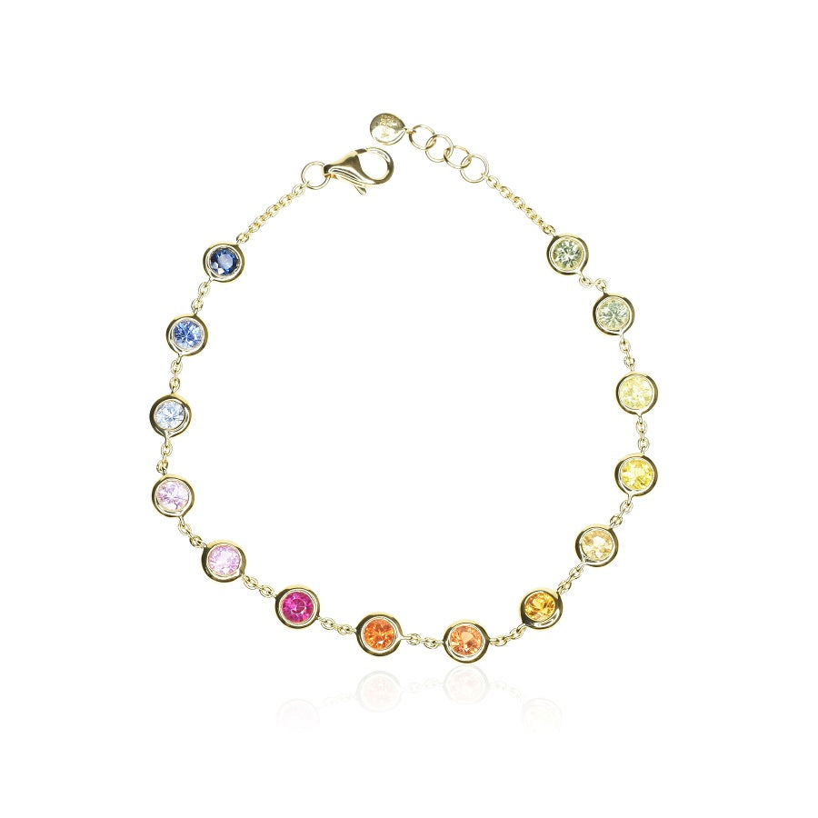 Rainbow Sapphire Chain Bracelet