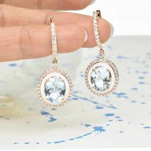 Hanging Oval Aquamarine Earrings