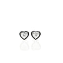 1ct Heart Shaped Earrings with Black Enamel