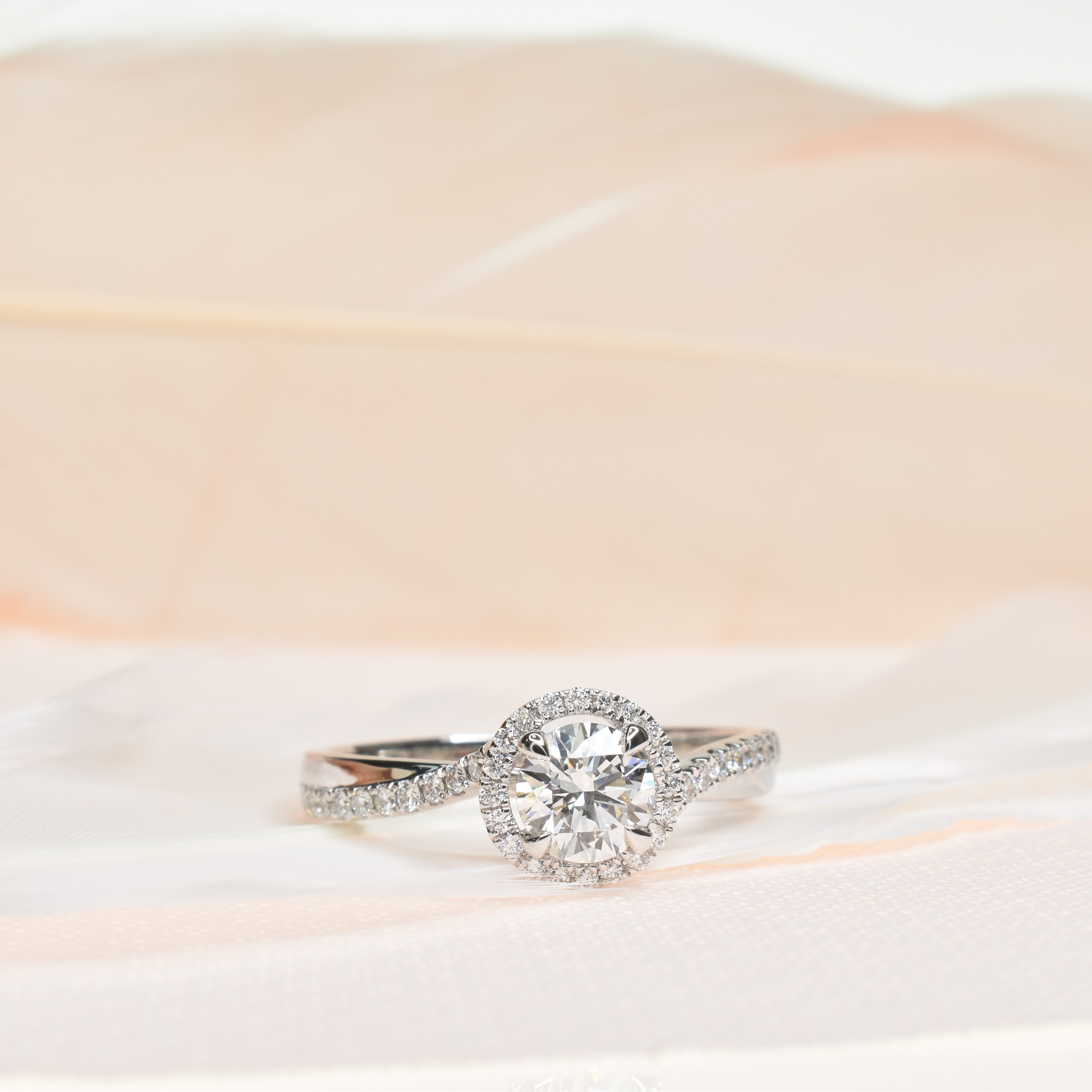 Twisted Halo Engagement Ring