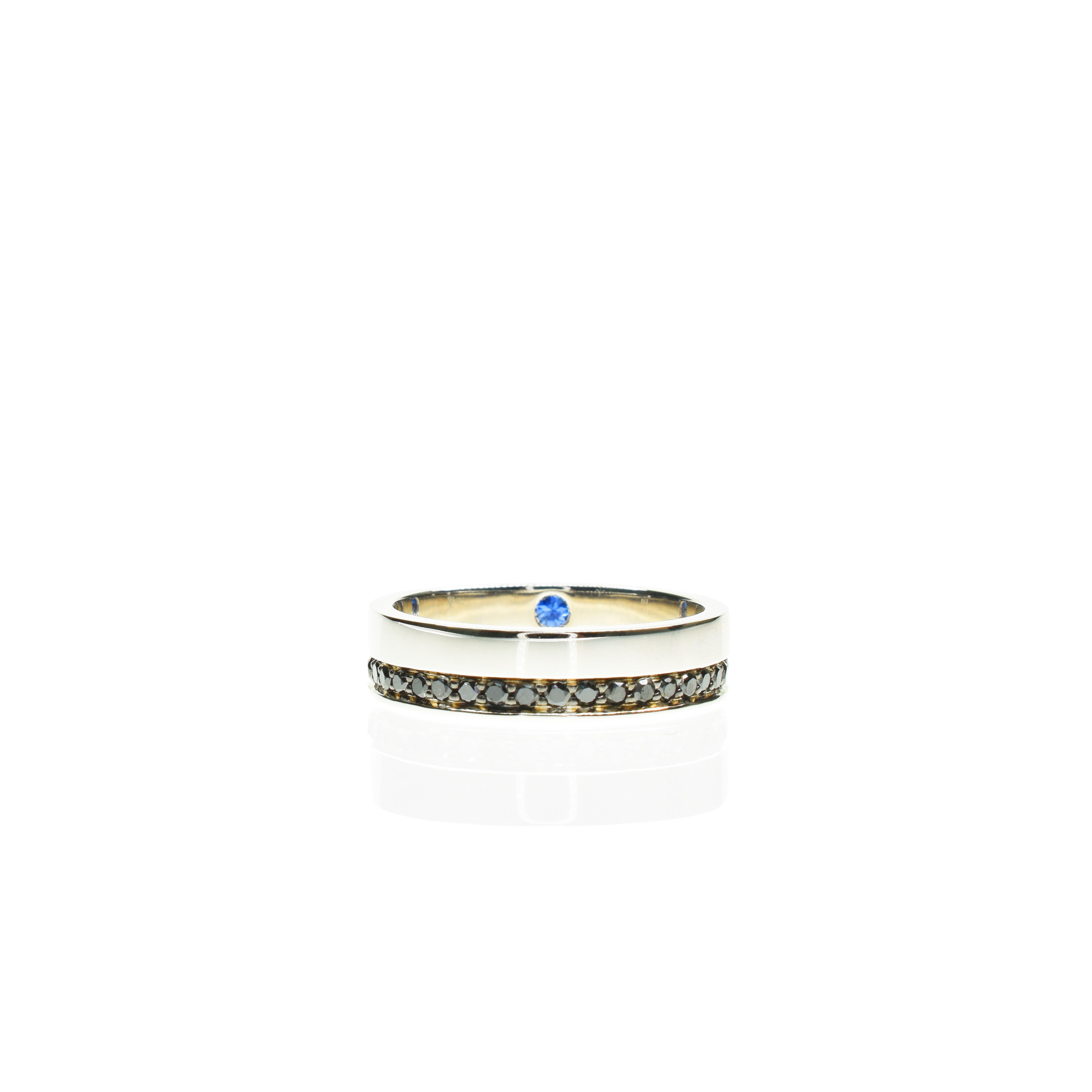 Wedding Band with Black Diamonds