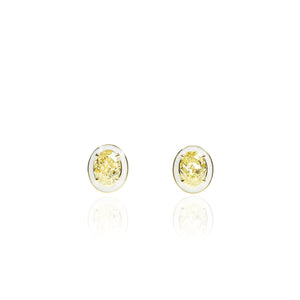 Fancy Yellow Diamond Earrings with Enamel