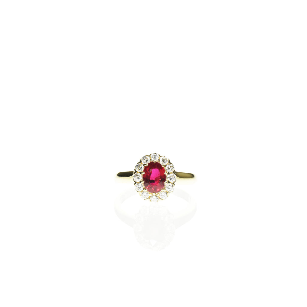 Vintage Style Ruby Halo Ring
