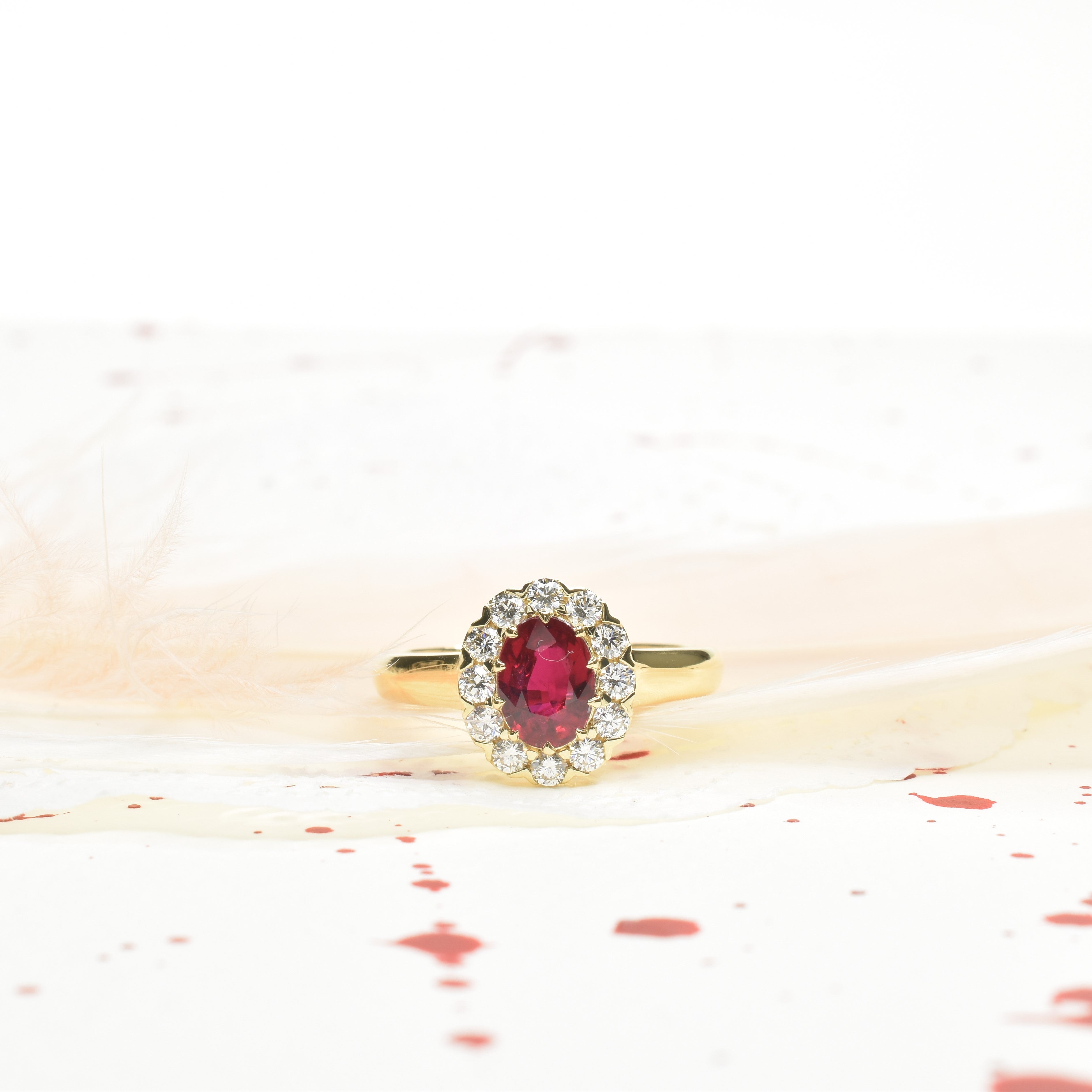Vintage Style Ruby Halo Ring