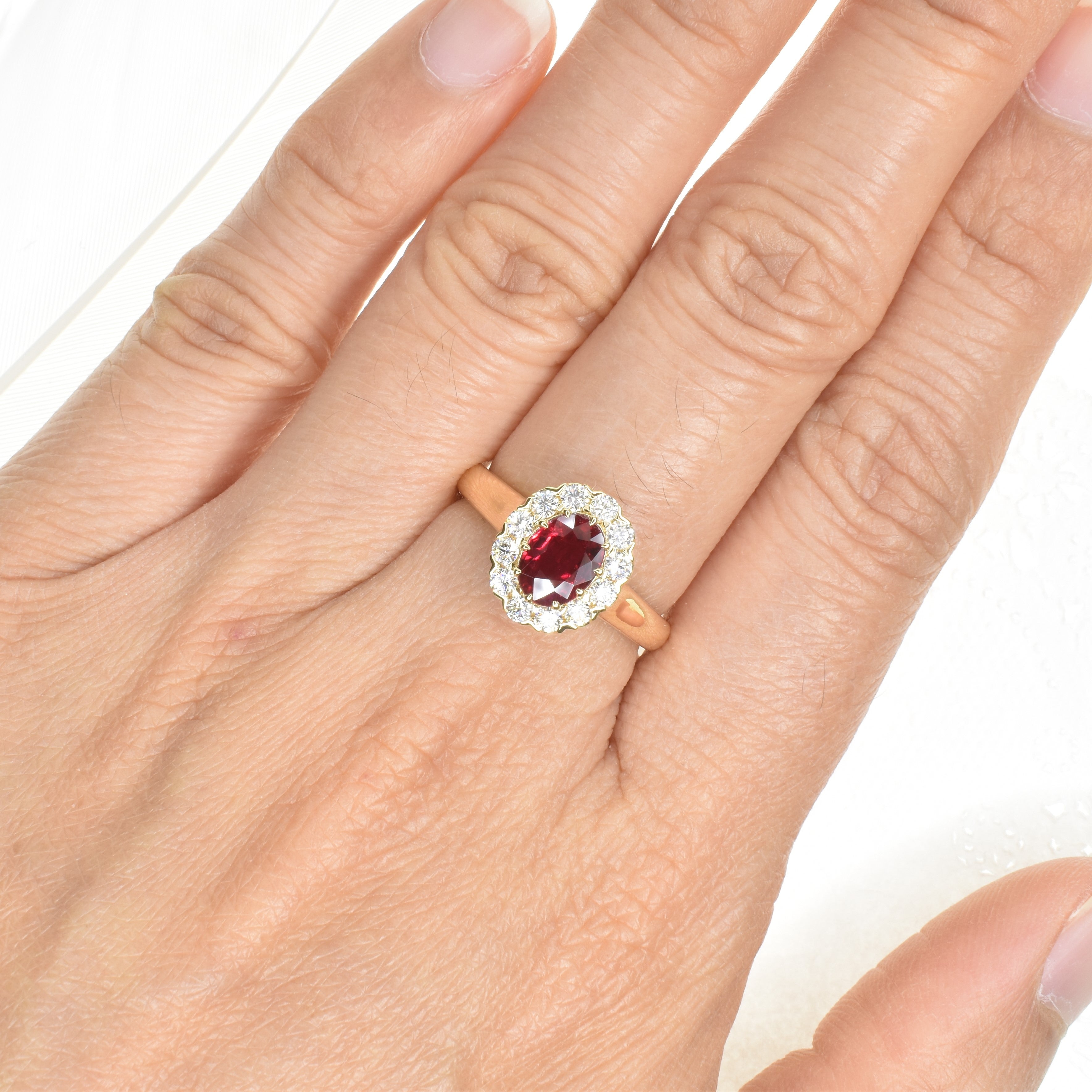 Vintage Style Ruby Halo Ring