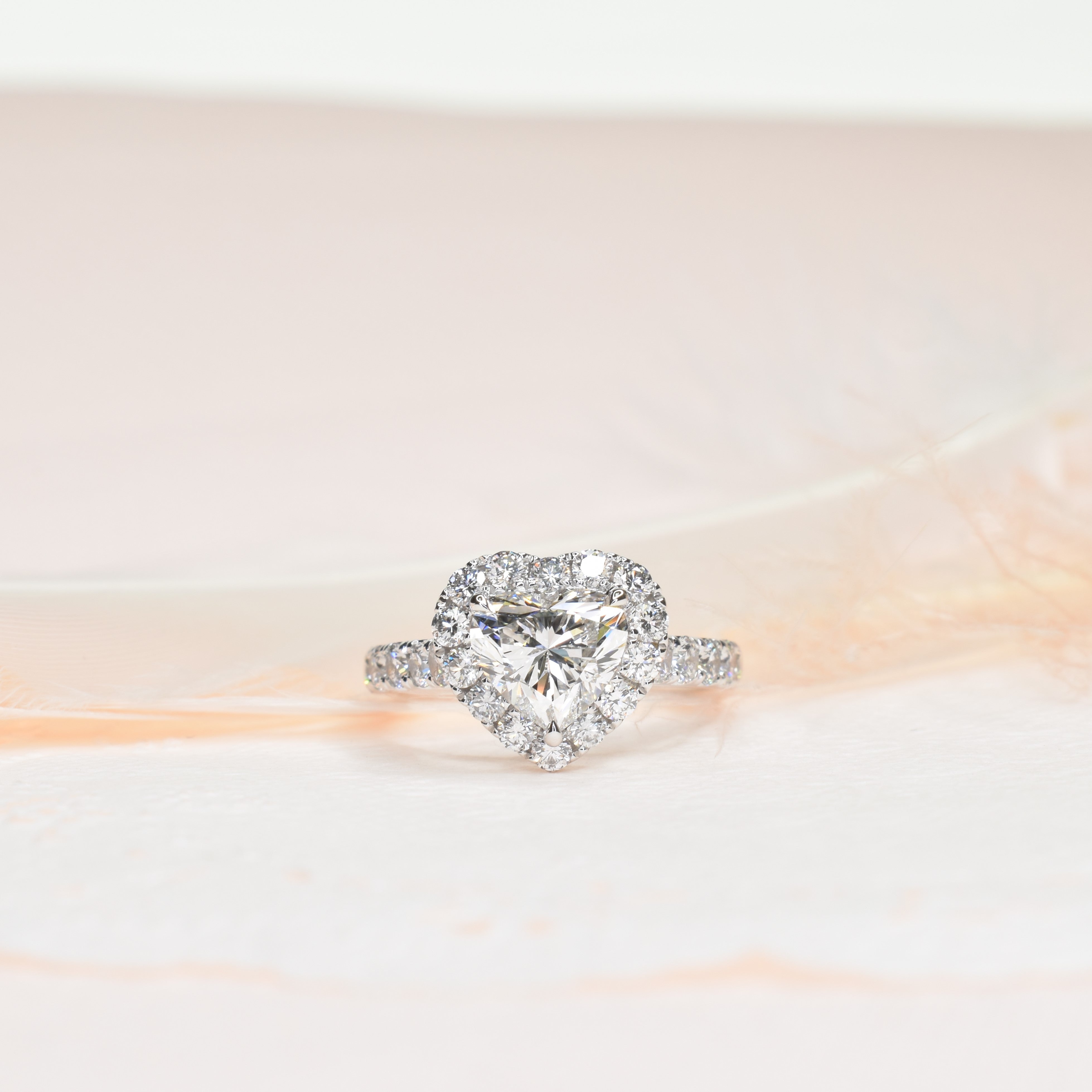 Heart Diamond Ring with Halo