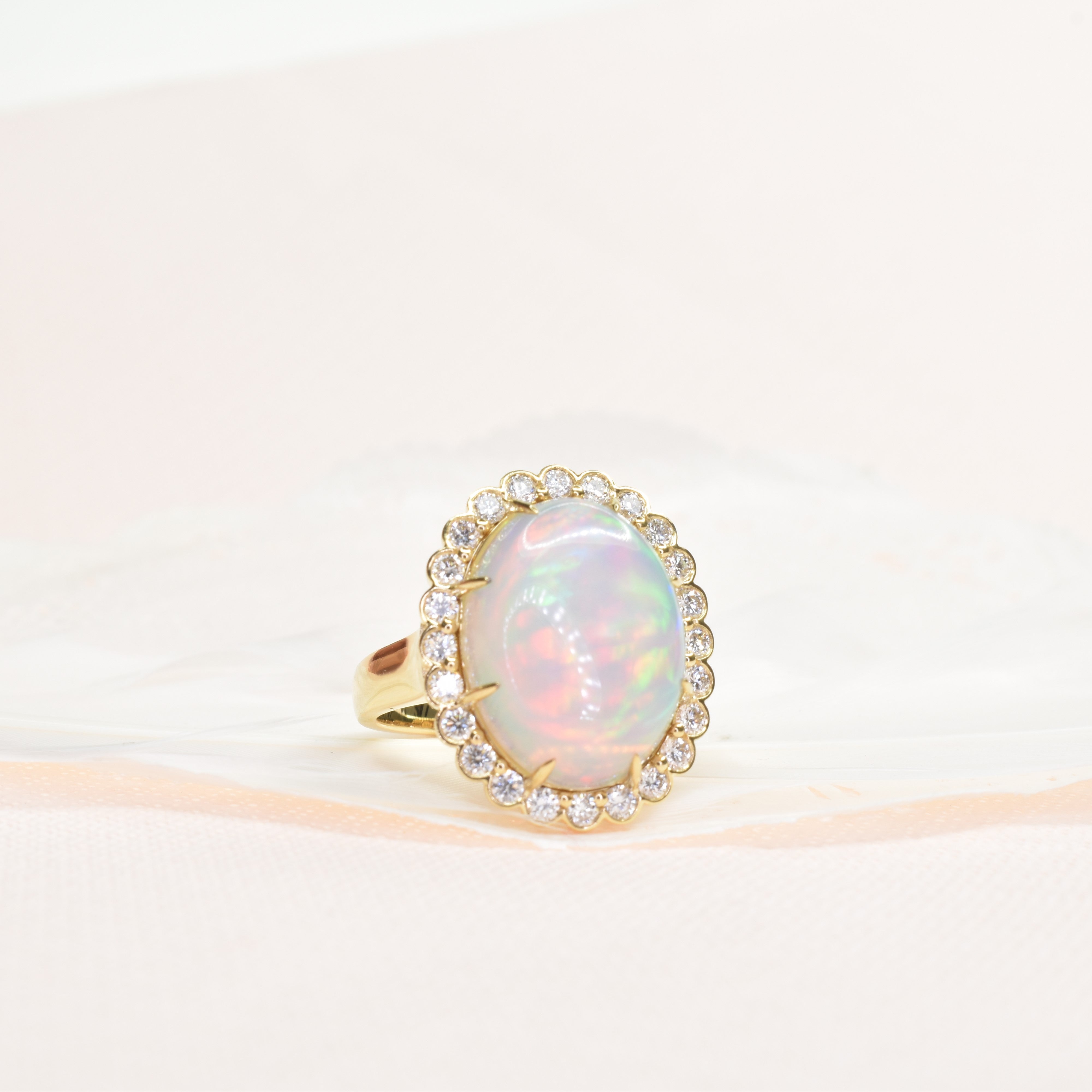 Vintage Style Halo Opal Ring