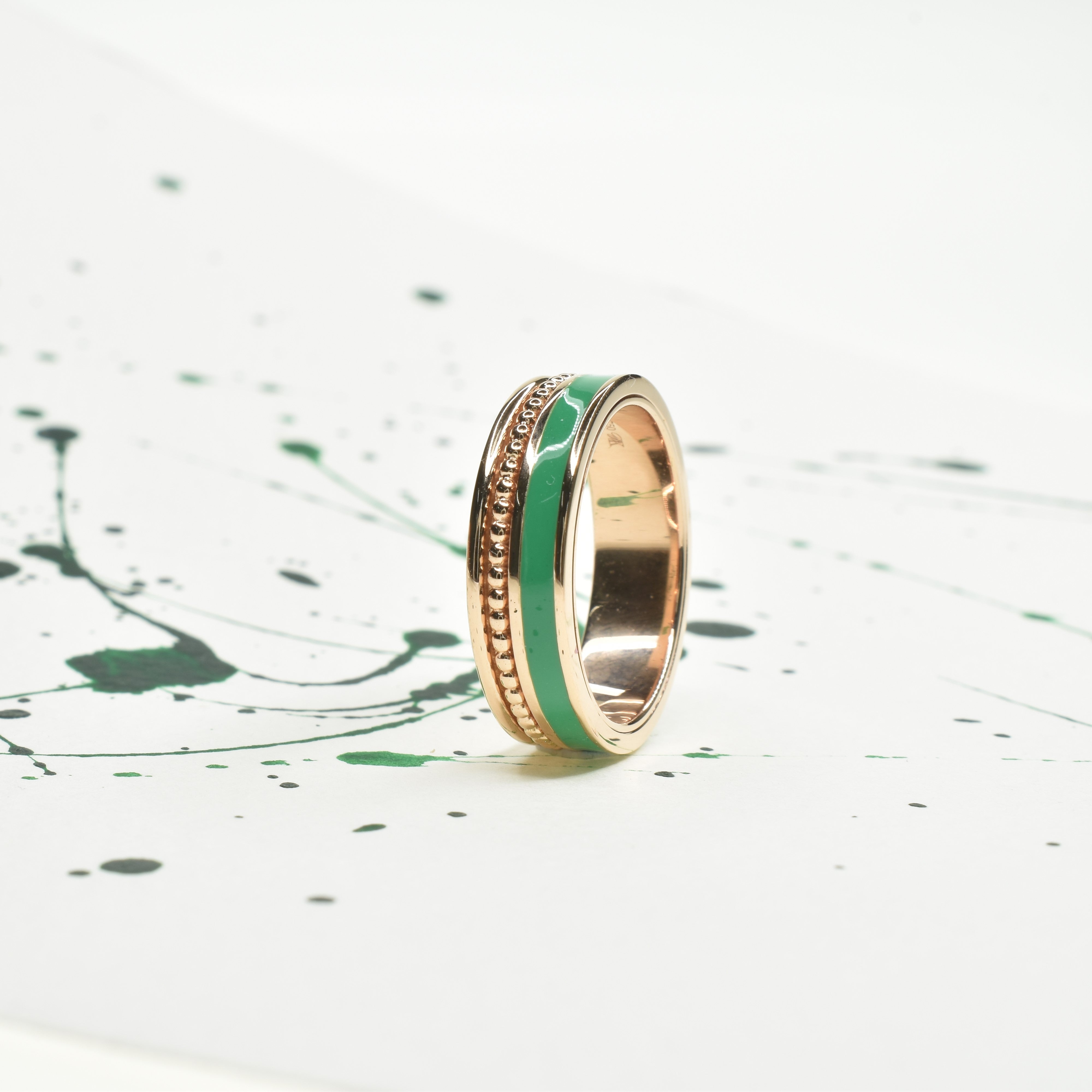 Emerald Enamel Spinning Ring
