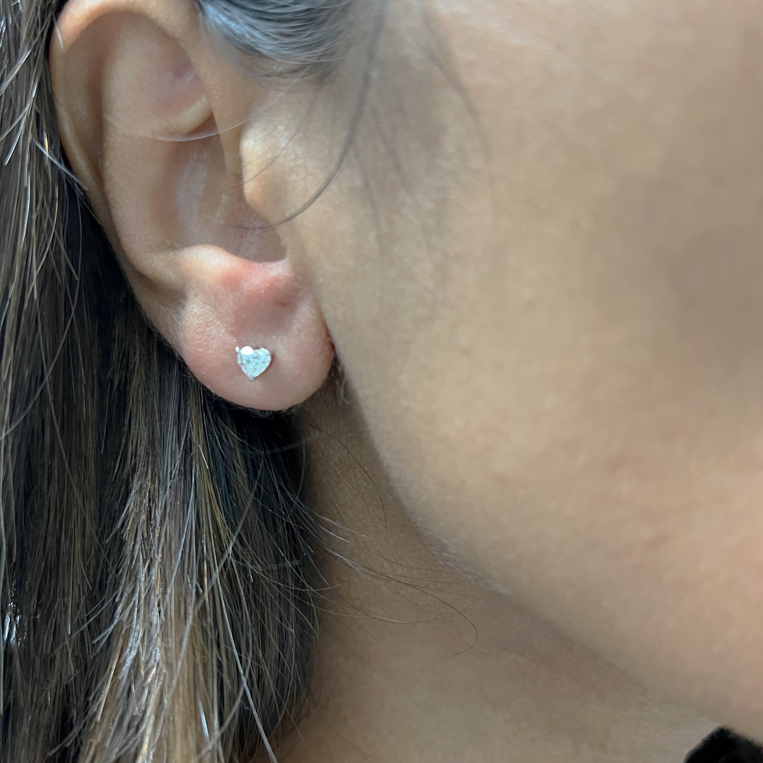 Heart Shaped Solitaire Earrings