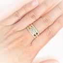 Wide band Pave Flower Ring