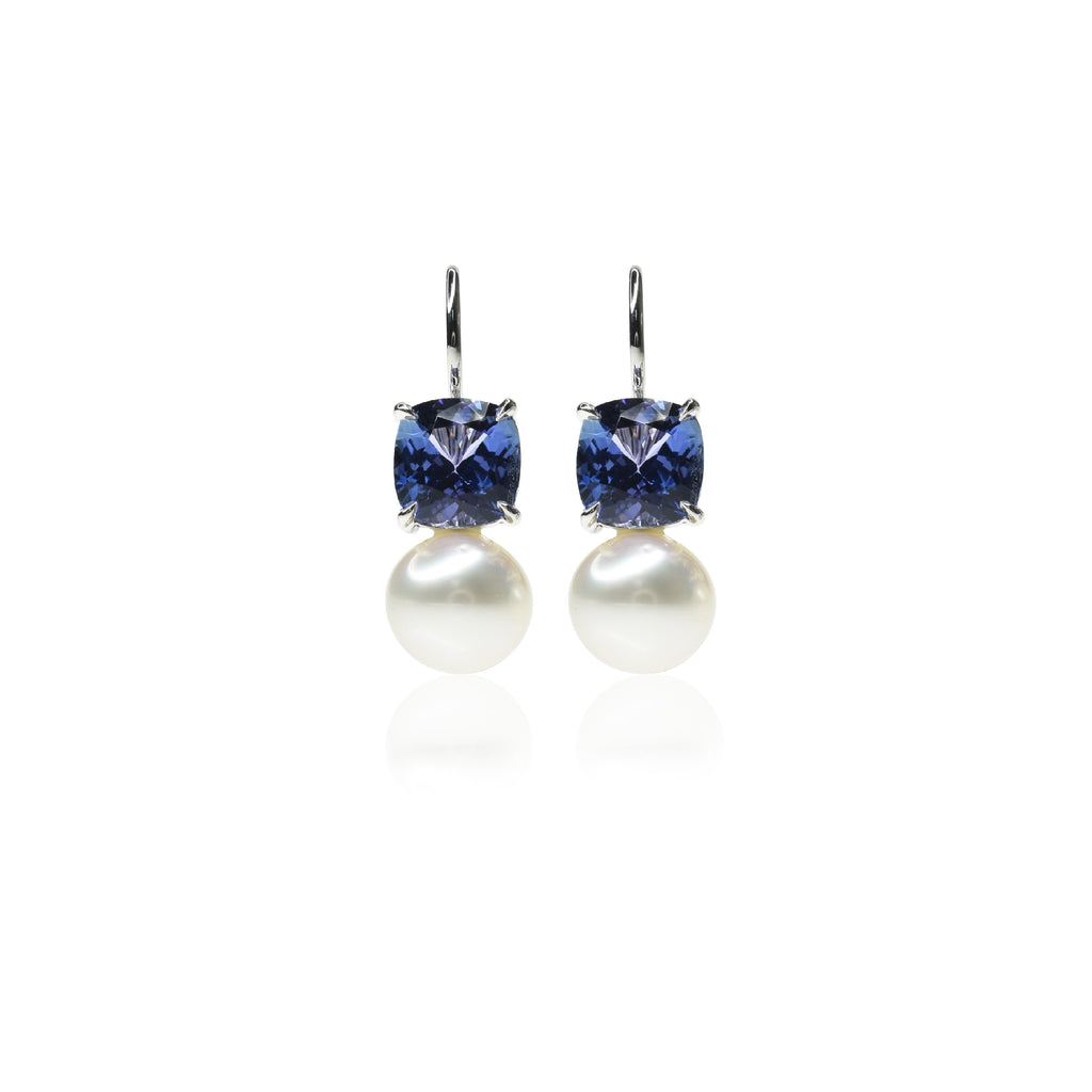 Tanzanite pearl earrings